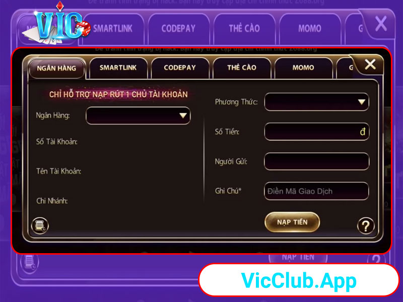 Các bước nạp tiền luôn đơn giản và nhanh chóng